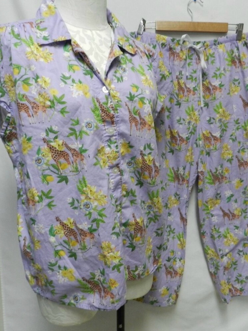 The Cat’s Pajamas - Purple Lavender Giraffe Floral Cotton PJ set